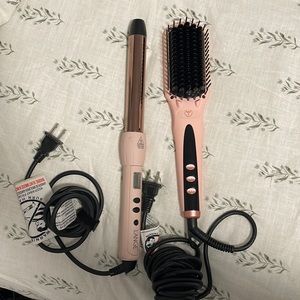 Lange curling iron and heated straightening brush